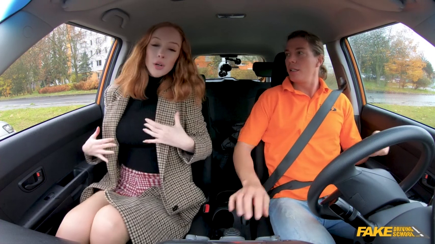 FakeDrivingSchool Lenina Crowne Redhead Distracts with no bra on seeded if needed xsitev