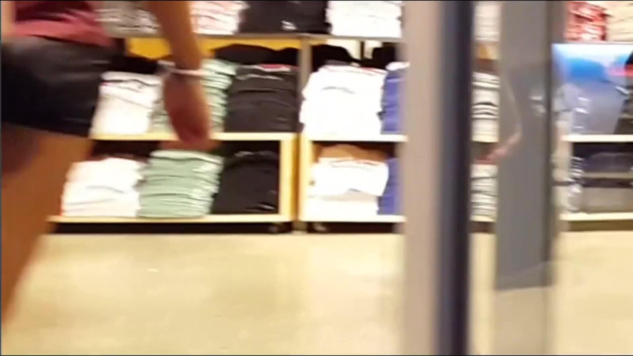 Fhjfj 2144 Candid Voyeur Teen Tight Shiny Shorts Shopping 